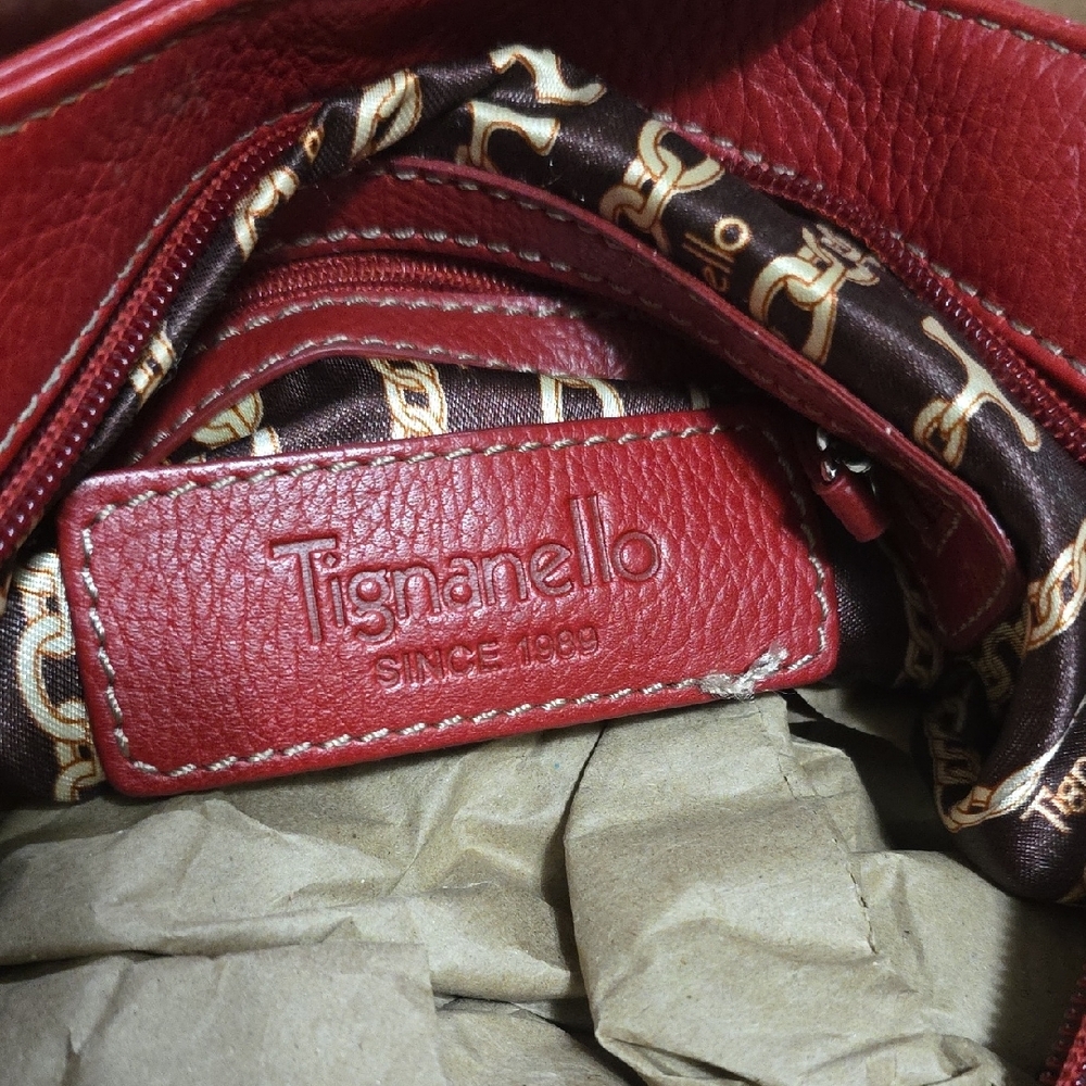 Tignanello Chic Red Leather Crossbody Bag‎ Lightweight Casual Small Bag - Picture 2 of 16